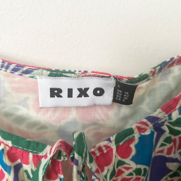 Rixo Roxy Hibiscus Floral Tie Front Tiered Mini Dress - Picture 7 of 9